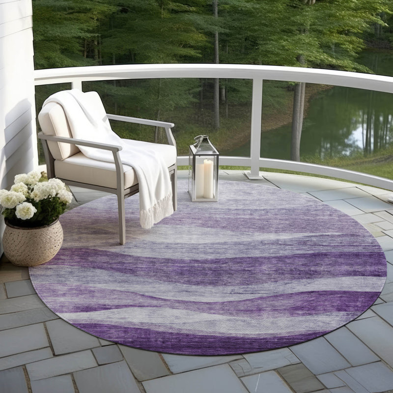 Louisa Purple Washable Indoor-Outdoor Rug - , 8' x 8'
