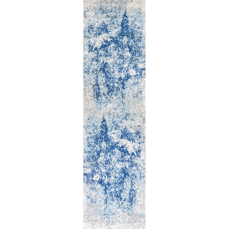 Dune Modern Abstract Cream/Blue Rug, Runner 2'3" x 8'