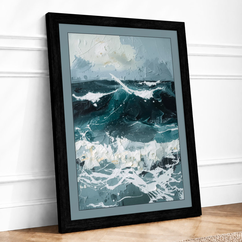 Tempestuous Seas Coastal - Framed Print, A2 - 59.4 x 42.0 cm, Black