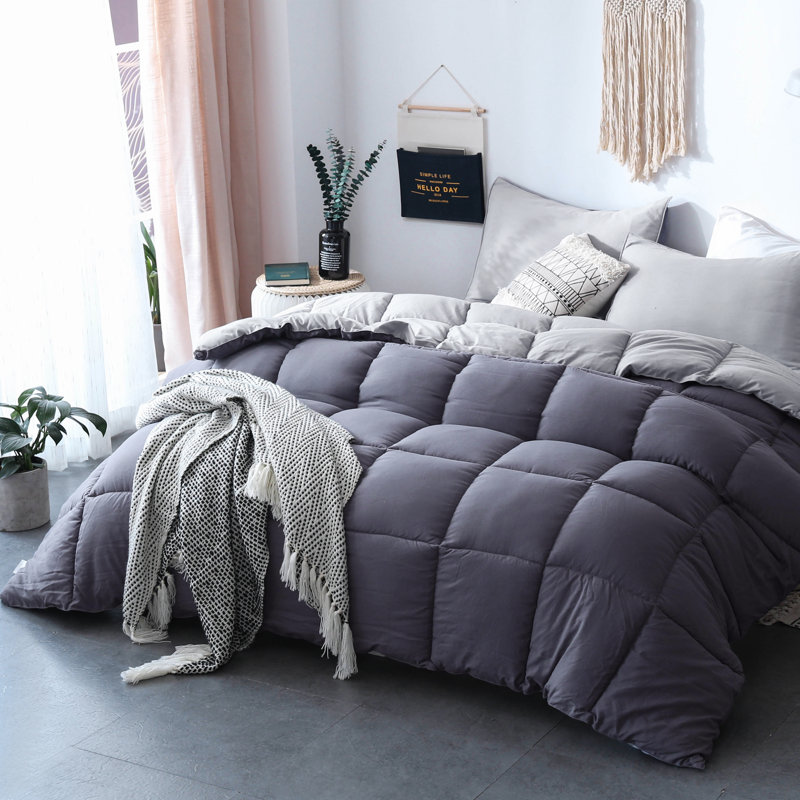 King Size Quartz Silver and Pebble Grey Reversible Microfiber Duvet