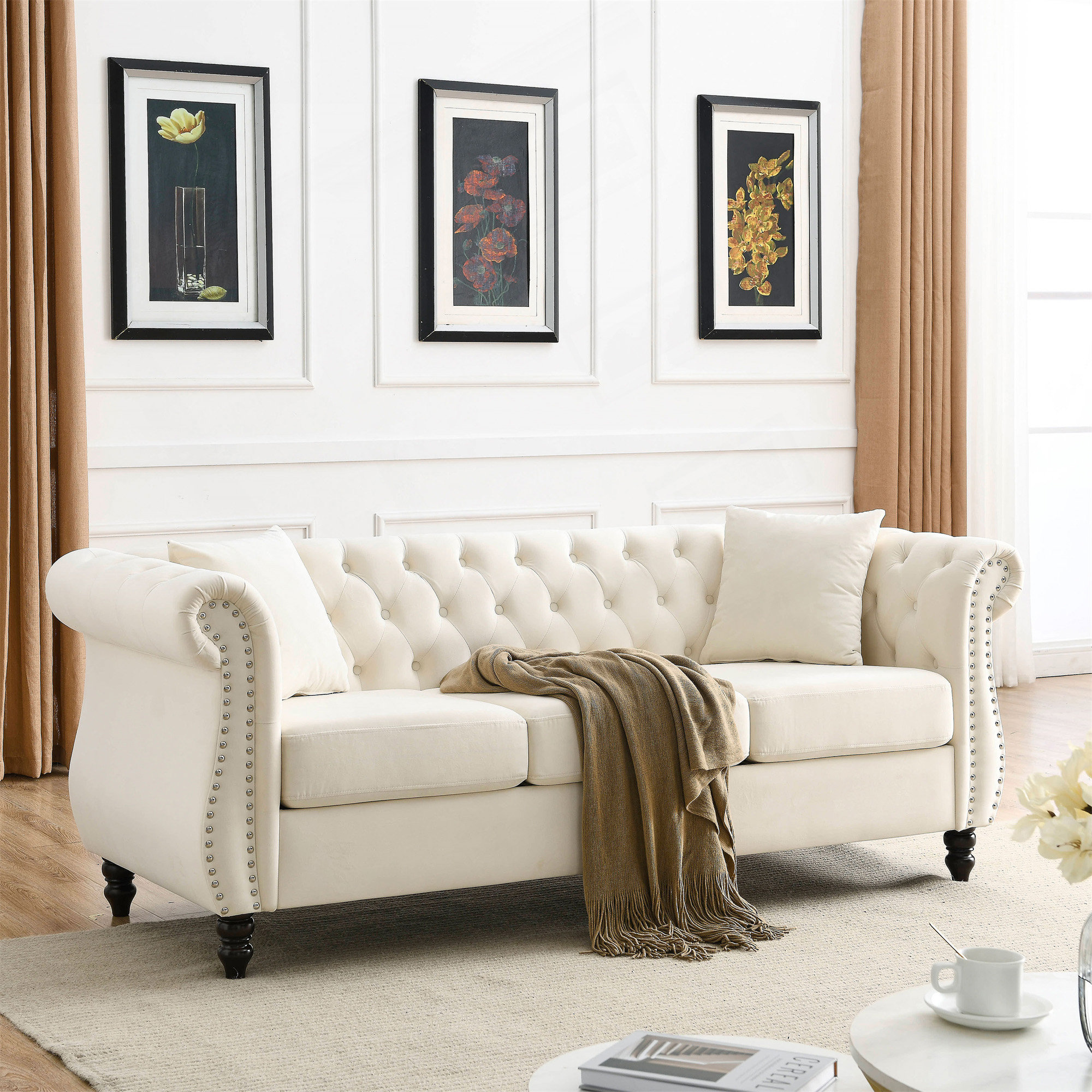 Charlton Home® Chesterfield Sofa With Deep Button Tufting And Elegant ...