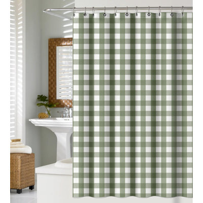 Recycled Cotton Plaid Shower Curtain