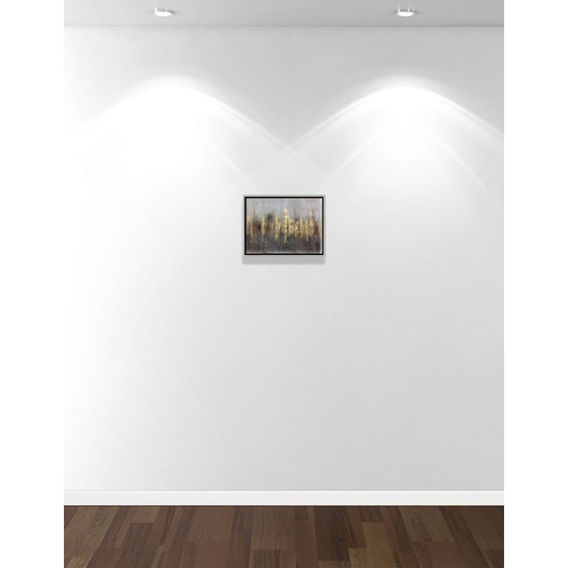 Reproduction d'art sur toile avec cadre doré - Forêts dorées, H 12 po x l 16 po x P 2 po, Cadre argenté