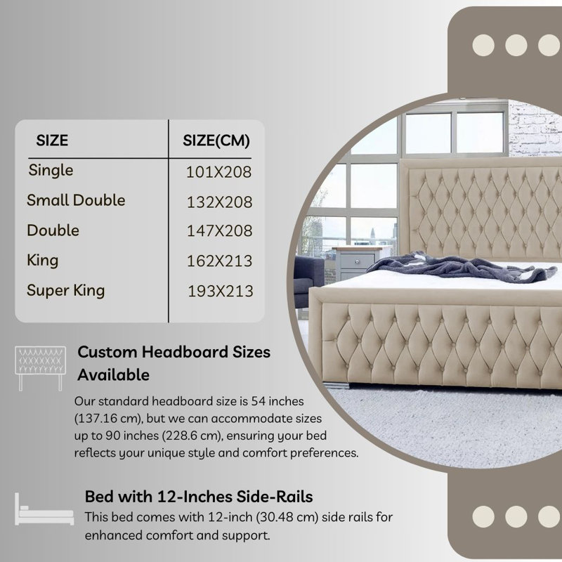Chanoa Upholstered Ottoman Storage Bed, Double (4'6), Light Brown