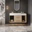 Meuble-lavabo avec lavabo en céramique, meuble-lavabo mural, 2 tiroirs et 3 espaces de rangement, meuble-lavabo moderne-113448625