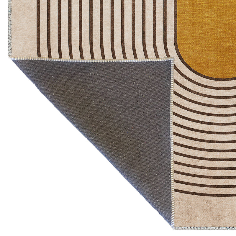 Tapis décoratif à motif cylindrique beige, Rectangle 5 pi 1 po x 7 pi 6 po