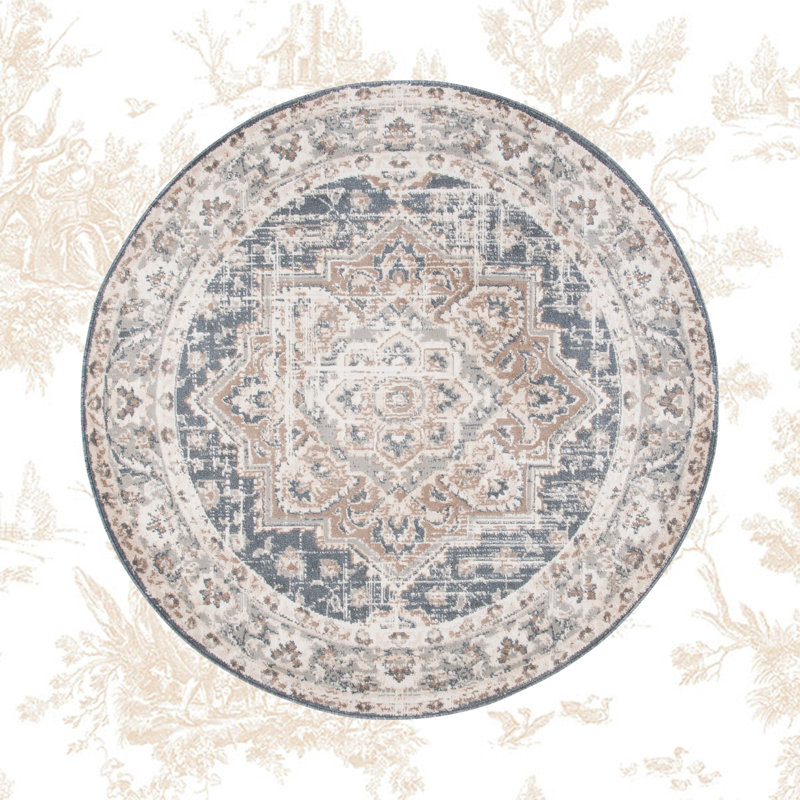 Tapis oriental beige / gris Gyle, Rond 6 pi 7 po