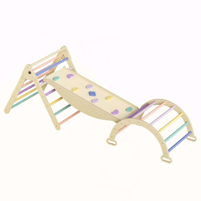 5 in 1 Pikler Triangle Set, Baby Climbing Toy, Montessori Learning Toy with Arch, Ramp, and Climbing Triangle