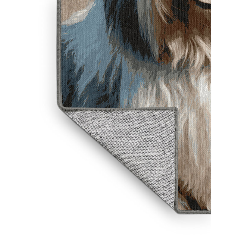 Washable Polish Lowland Sheepdog Dogs Area Rug, Round 5'