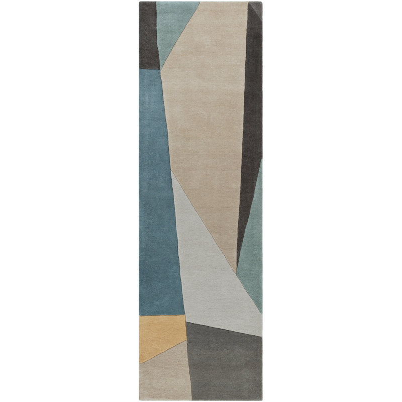 Jahiem Hand Tufted Wool Geometric Indoor Rug, Runner 2'6" x 8' 