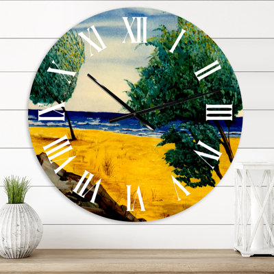Orange Beach By The Coastline - Horloge murale nautique et côtière