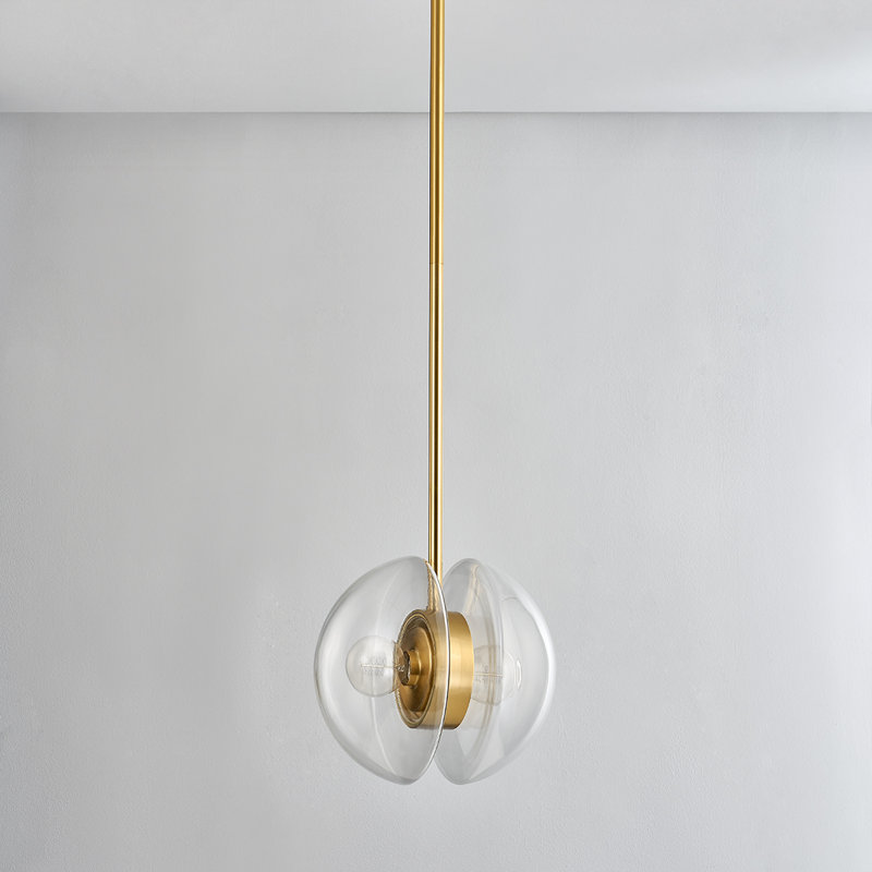 KERT 2 LIGHT PENDANT, Aged Brass, 19" H x 11.75" W x 11.75" D