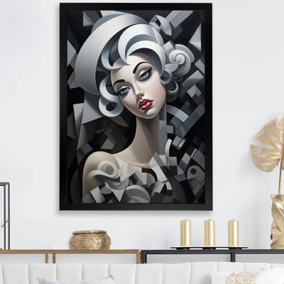 Black And White Cubic Woman Portrait V - Fashion Canvas Art
