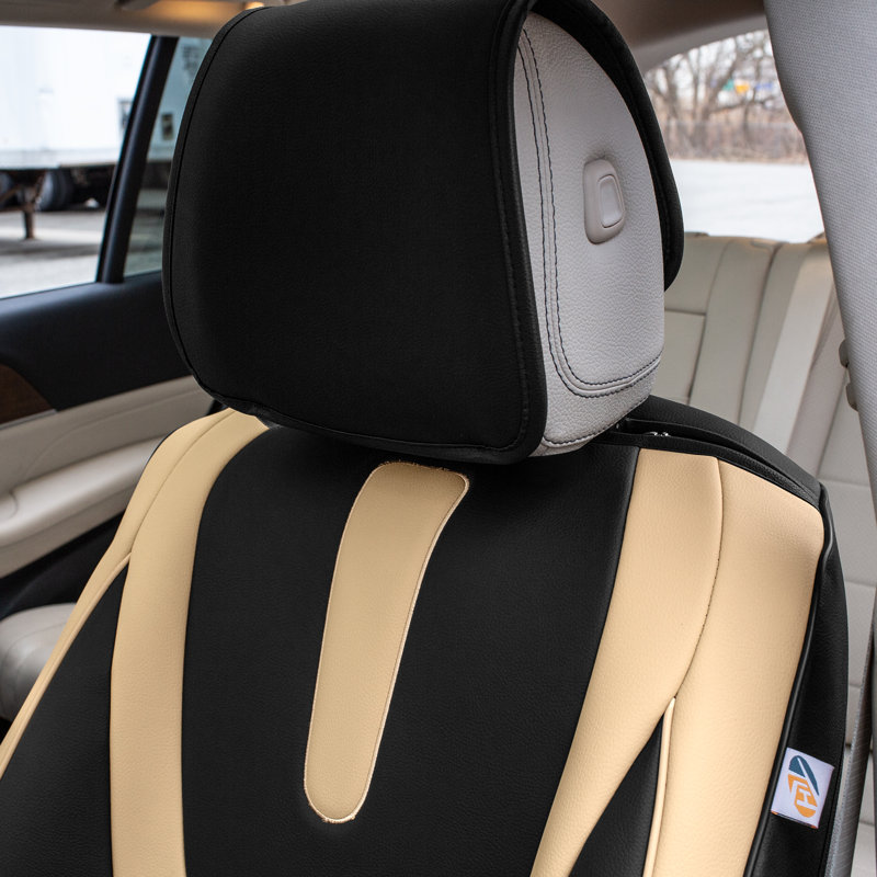 Ensemble de housses de siège de voiture en similicuir de luxe Hybrid70, Beige