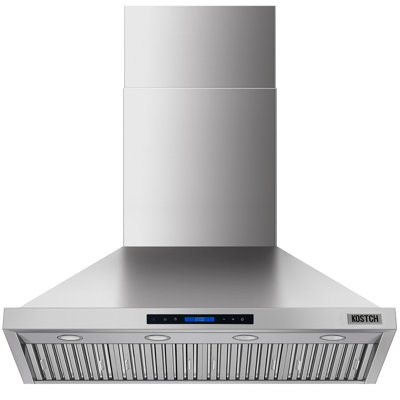 KOSTCH 48 inch Ducted Wall Mount Range Hood in Stainless Steel, 1200 CFM Suction Power with Touchscreen Control, Removable Filters & LED Lights