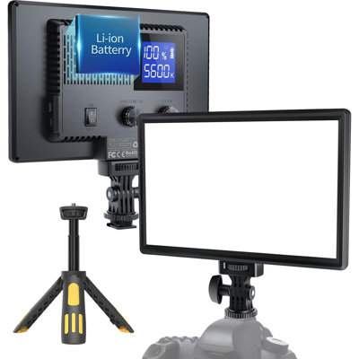 Lampe vidéo professionnelle à DEL avec batterie de 4000 mah, IRC supérieur à 95, température de couleur réglable de 3200 K à 5600 K, écran ACL pour la photographie, la diffusion en direct, les zooms et l'enregistrement vidéo
