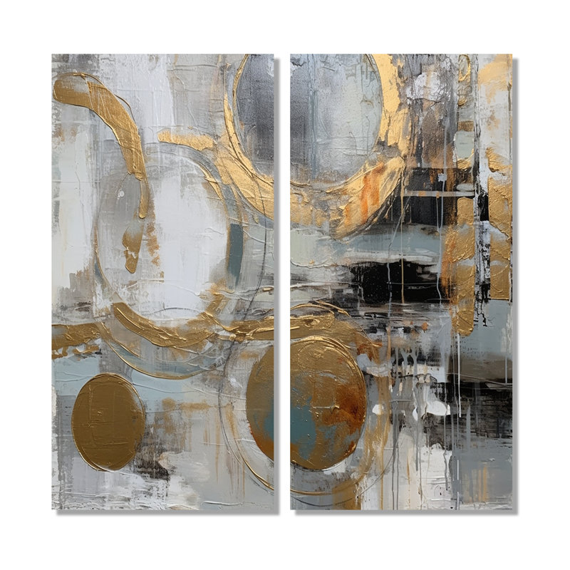 Simplicité radicale dorée et grise II - impressions sur toile dorées, H 20 po x l 24 po, Toile tendue, Ne s’applique pas
