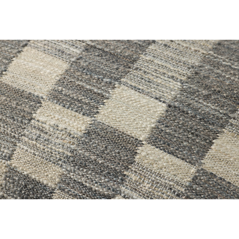 Charcoal and Ivory Rectangular Geometric Throw Pillow