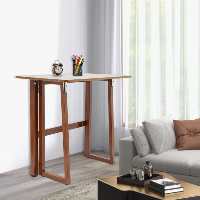 Table pliante en bois 31,5 po, Noyer, H 29,52 po x l 31,5 po x P 19,29 po