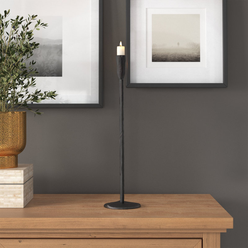 Diaz Metal Tabletop Candlestick, Black, 20" H x 5" W x 5" D