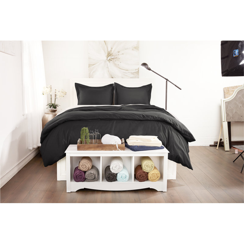 Ensemble de housse de couette en microfibre super doux, Noir, Housse de couette pour grand lit + 2 taies décora