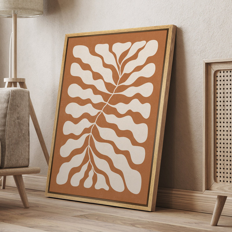 Orange brun, illustrations botaniques abstraites, images bohème minimalistes modernes, impression numérique sur toile giclée, art mural IRS09