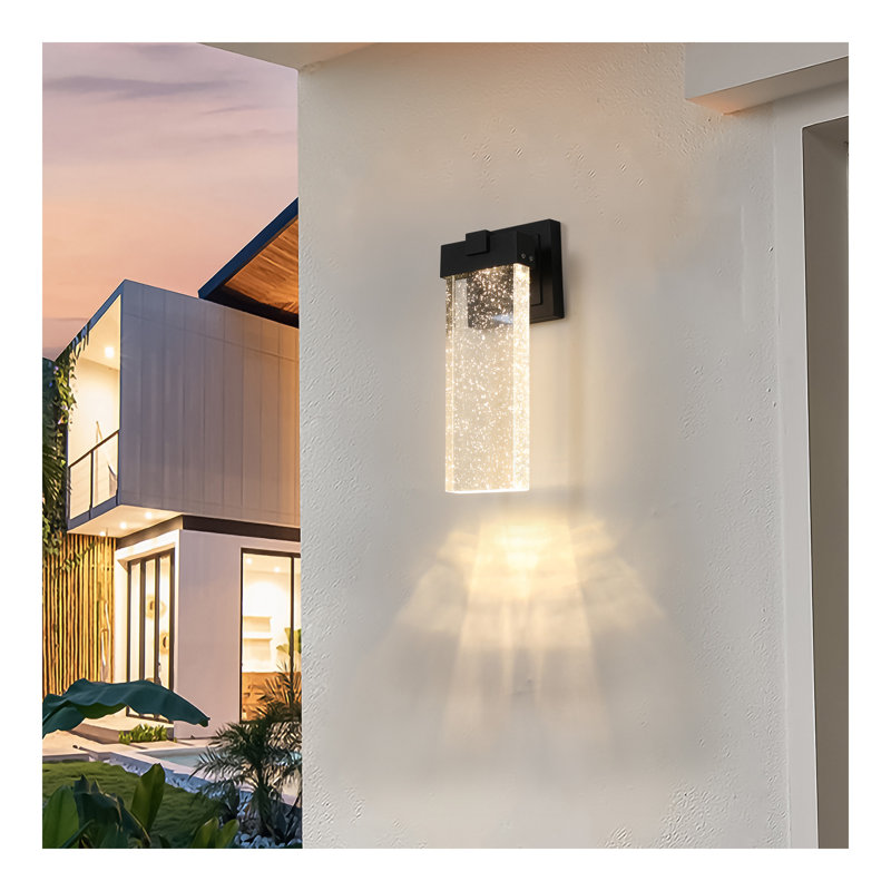 Outdoor Waterproof Transparent LED Wall Lamp Supports Multiple Types of Light Bulbs -12W Per Lamp (2 pack)