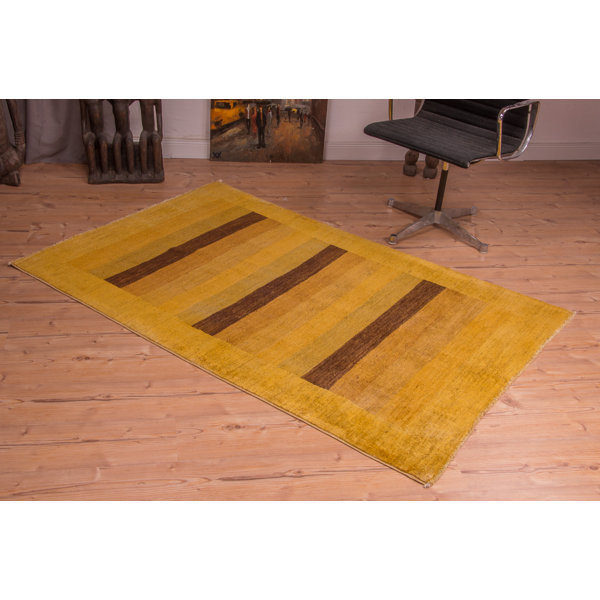 Ebern Designs Rocket Hand Hooked Wool Gold Indoor/Outdoor Rug | Wayfair ...
