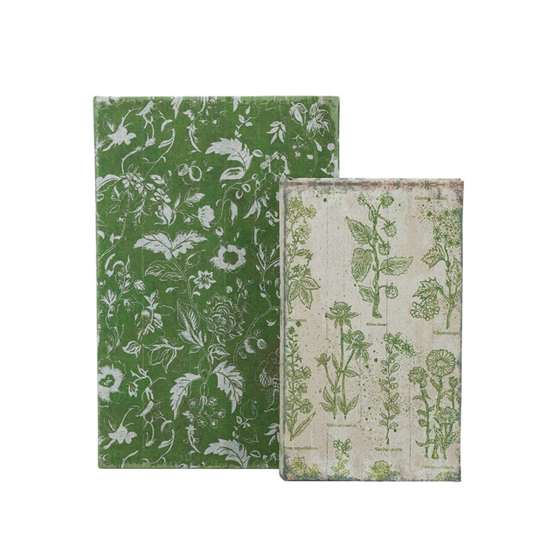S / 2 boîtes à livres décoratives avec motifs floraux rustiques, boîtes de rangement traditionnelles cachées