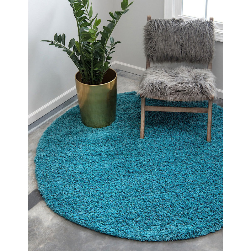 Tapis bleu sarcelle Sybil, Rond 6 pi