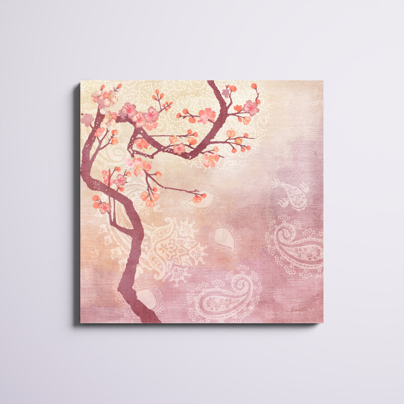 «Sweet Cherry Blossoms V», peinture sur toile, H 36 po x l 36 po