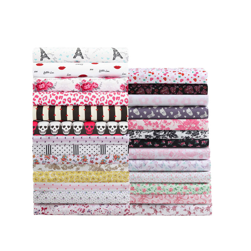 Full Black Floral Microfiber Sheet Set