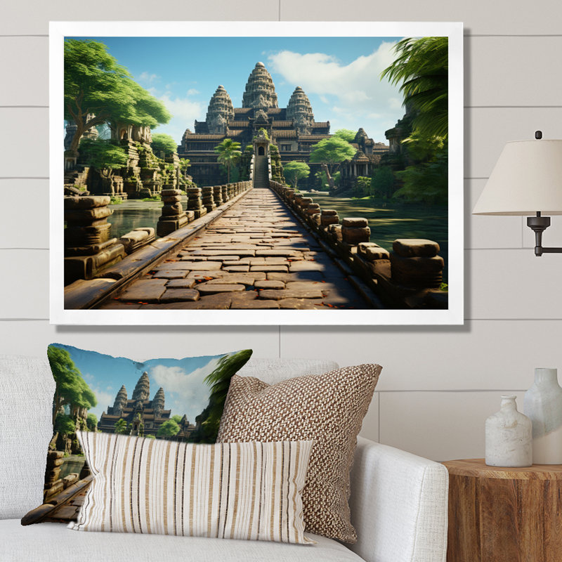 Asian Art Journey to Angkor II - reproduction d'art, H 12 po x l 20 po x P 1 po, Cadre photo blanc