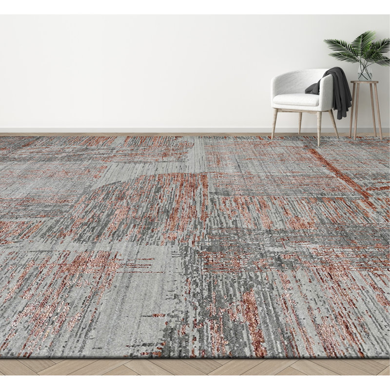 Hand Knotted Abstract Area Rug in Brown/Gray, Rectangle 6' x 9'
