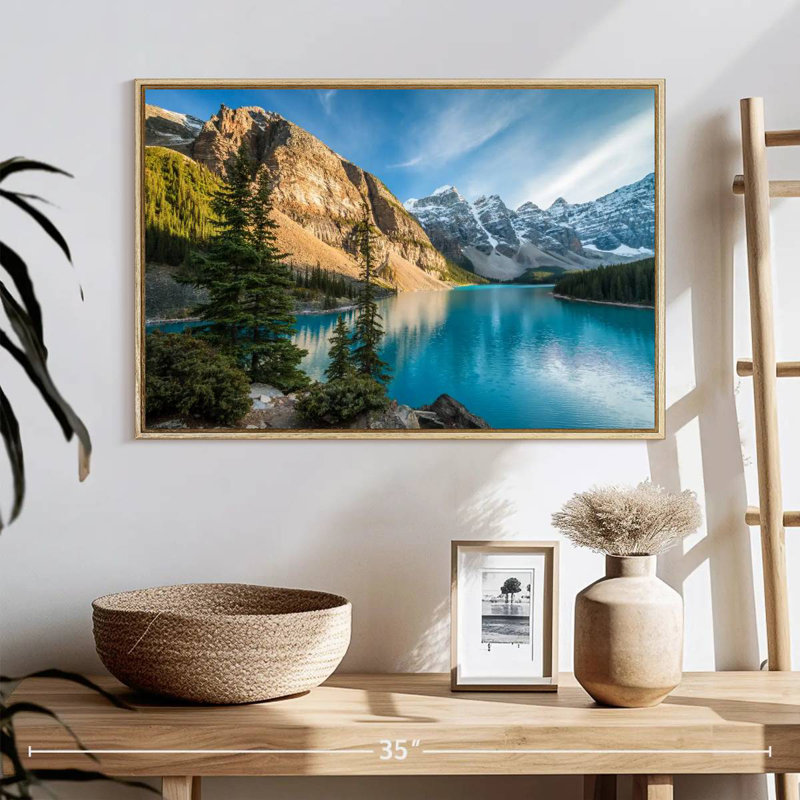 Lac Moraine Glorious, Cadre flottant en bois naturel, 25 po x 17 po