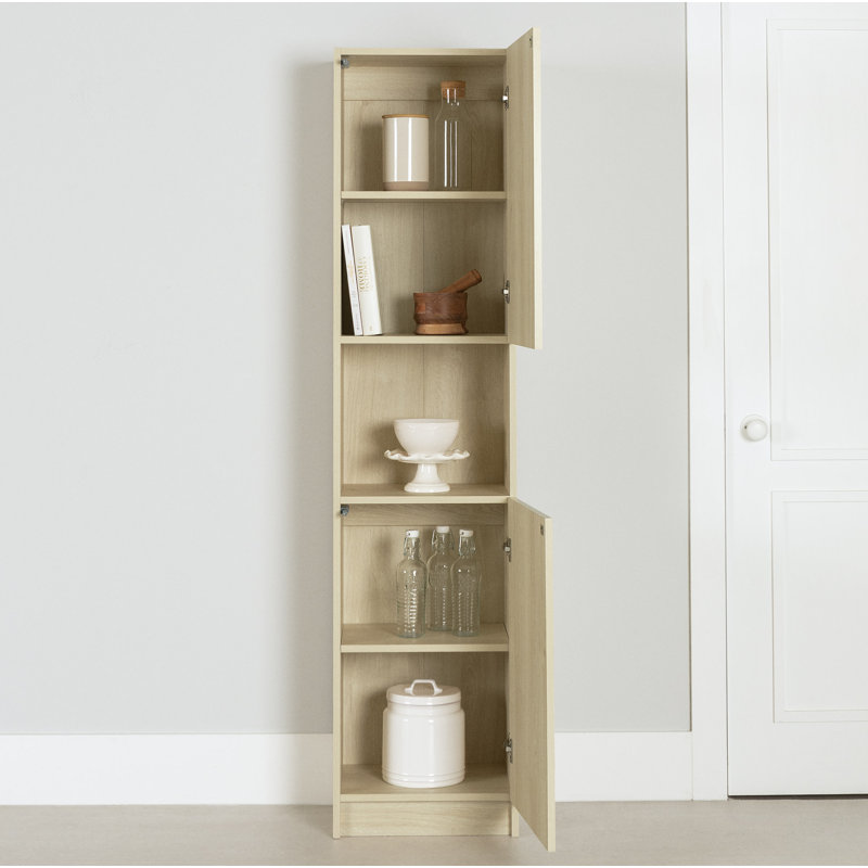 Armoire de rangement étroite à 2 portes Arum, Chêne blanchi
