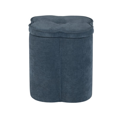 Chenille Flower Ottoman W/ Storage