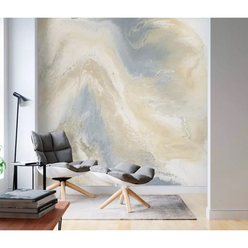 Papier peint texturé amovible Marble Soft Brush Splash, l 204 po x L 114 po