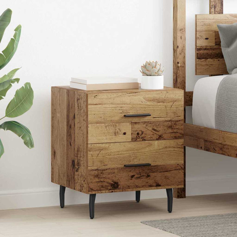 Bedside Cabinet 40 X 35 X 47.5 Cm Engineered Wood, Old Wood