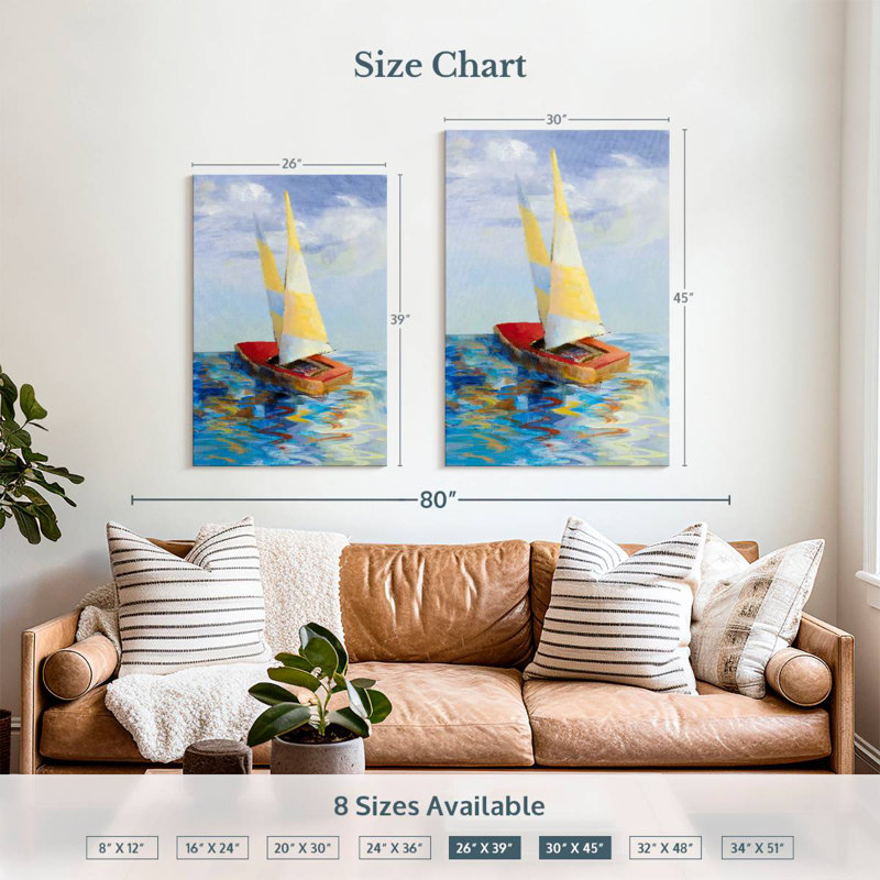 Mehar Red Sailboat, 39" H x 26" W
