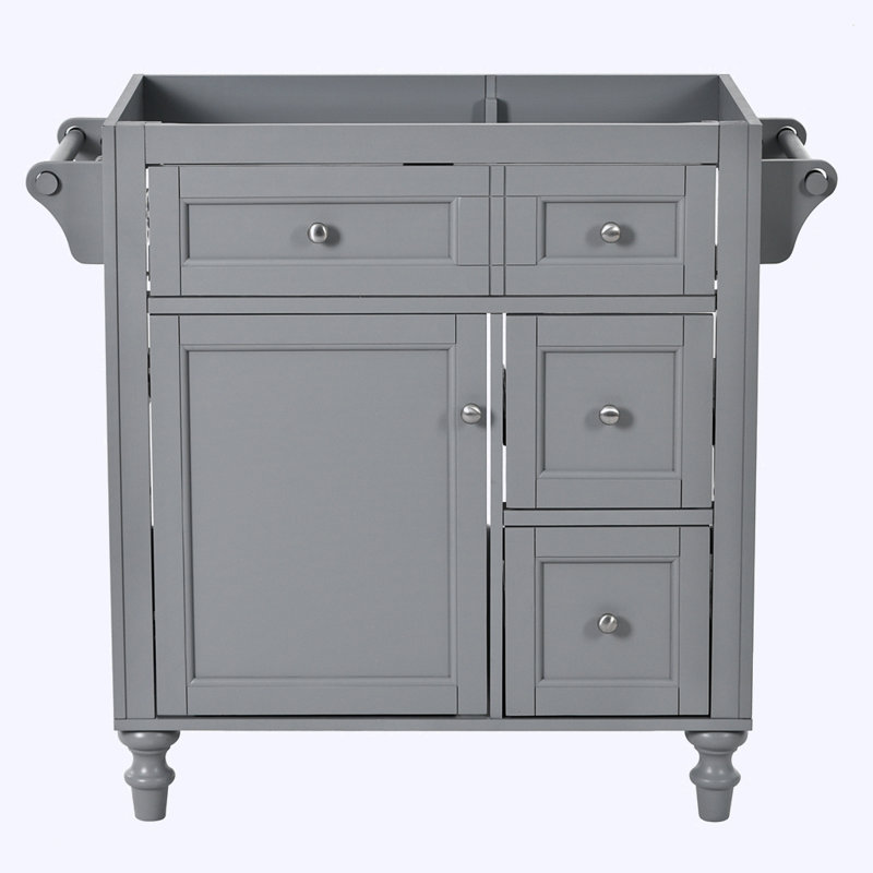 Meuble-lavabo moderne sans lavabo supérieur, avec 2 tiroirs et un tiroir basculant, Gris