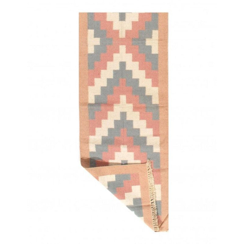 Cotton Geometric Area Rug in Beige