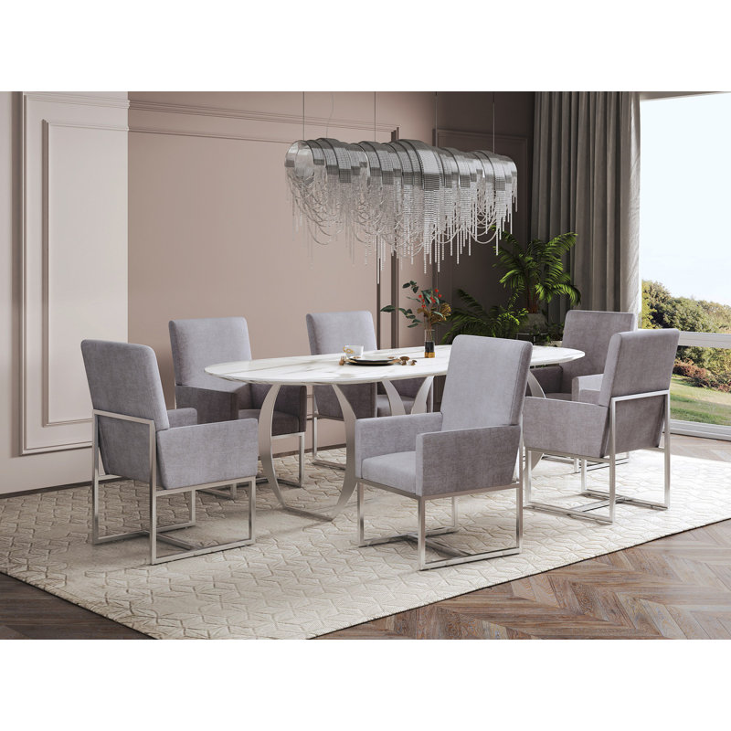 Chaise en velours Element, Gris