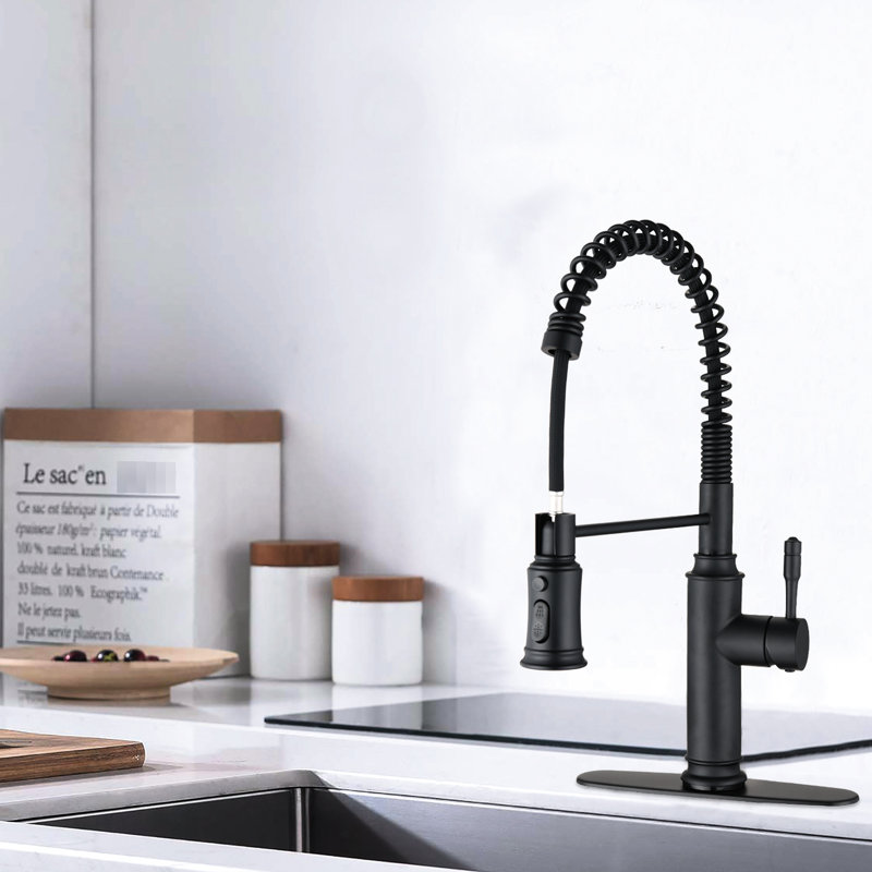 Touch Kitchen Faucet In Matte Black Stainless Steel With Pull Down , 360-Degree Rotating Nozzle For Intense Sink Cleaning Operation, Corrosion And Rust Resistance Trait, Uncomplicated Water