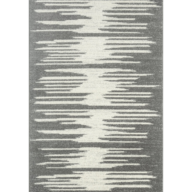 Tapis géométrique ivoire et gris Tidaholm Carlisia CAS270A, Rectangle 7 pi 9 po x 10 pi 2 po