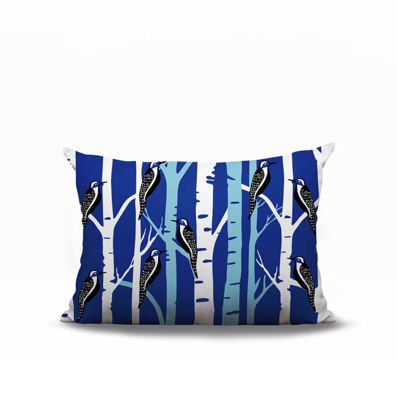 Oreiller réversible intérieur / extérieur Fiore Bird, Marine, Rectangle H 14 po x l 20 po