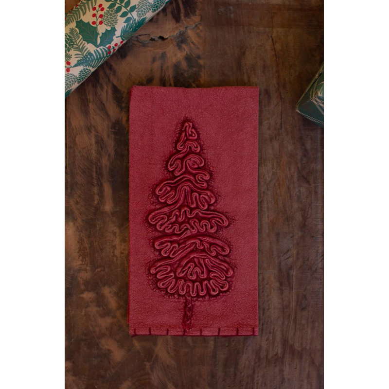 ENSEMBLE DE TROIS serviettes de cuisine en forme d'arbre de Noël