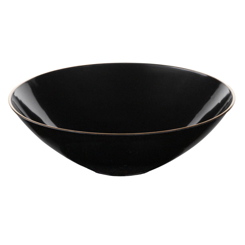 Bols ronds en plastique noir 16 oz avec bordure dorée 40 invités Ecoqualité