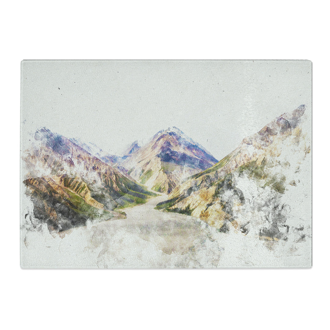 Tempered Glass Path Through the Mountains Chopping Board