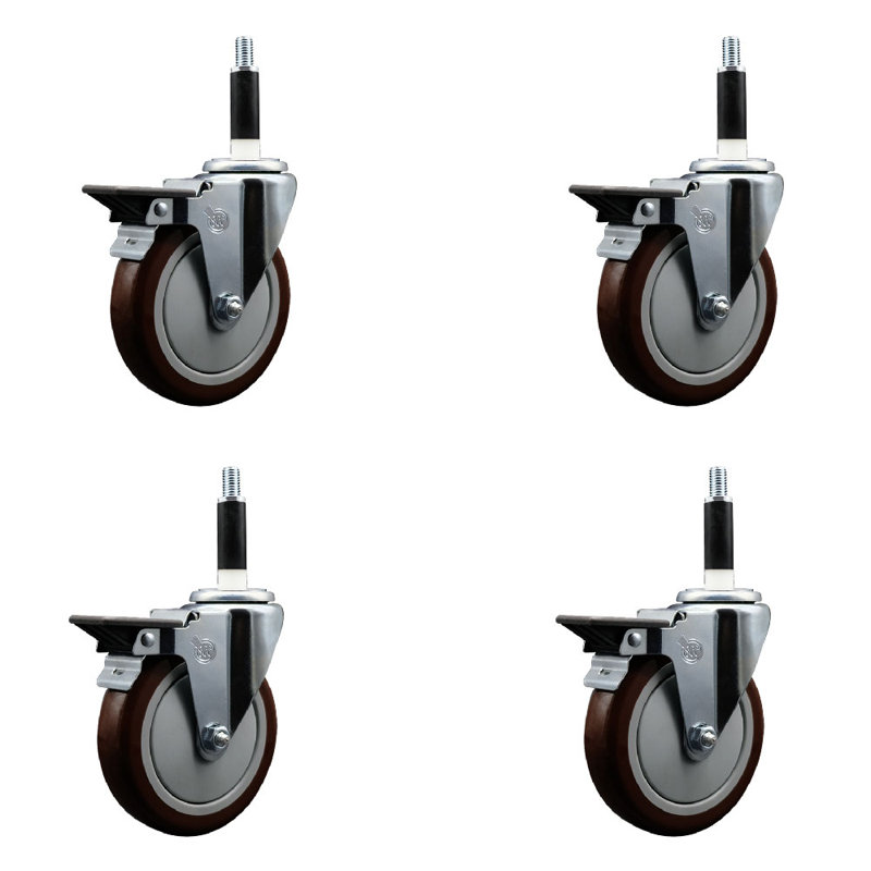 Ensemble de roulettes extensibles en poly pivot 7/8 pouces avec frein SCC